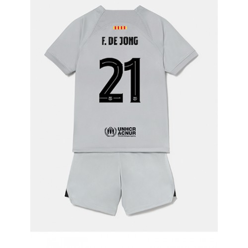 Dres Barcelona Frenkie de Jong #21 Rezervni za djecu 2022-23 Kratak Rukav (+ kratke hlače)